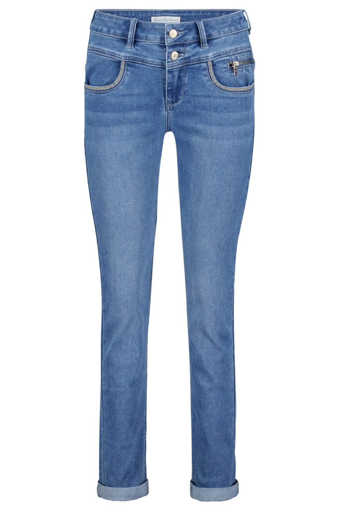 Red Button SRB4235 Sienna Blue 1 Zip Stone Used Look Denim Jeans - Dotique