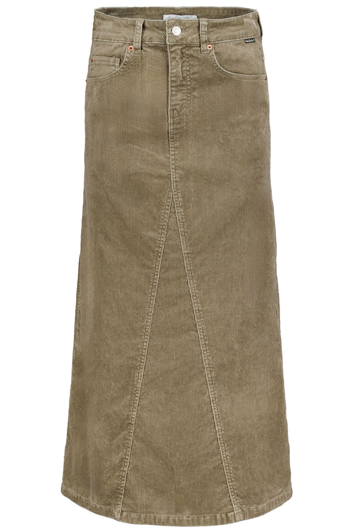 Red Button SRB4378 Aline Midi Skirt 10w Cord Olive Green - Dotique