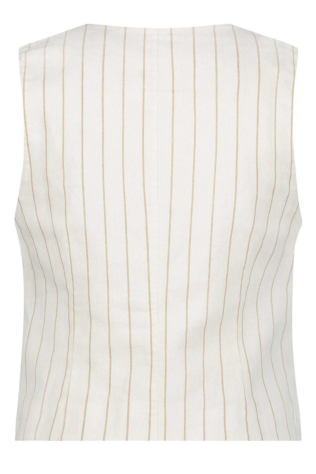 Red Button SRB4514 Cotton Waistcoat Linen Stripe Dark Sand - Dotique