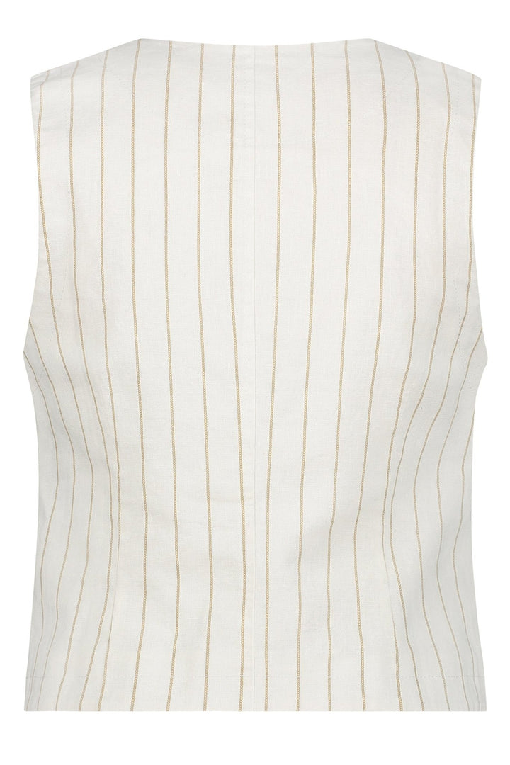 Red Button SRB4514 Cotton Waistcoat Linen Stripe Dark Sand - Dotique