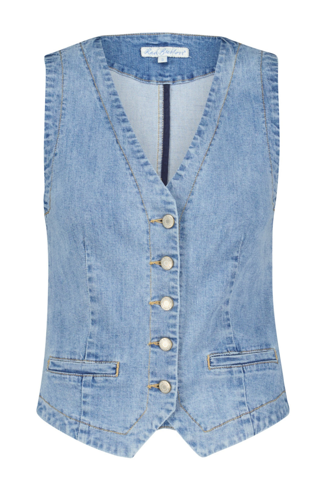 red-button-srb4541-denim-waistcoat-in-light-stone