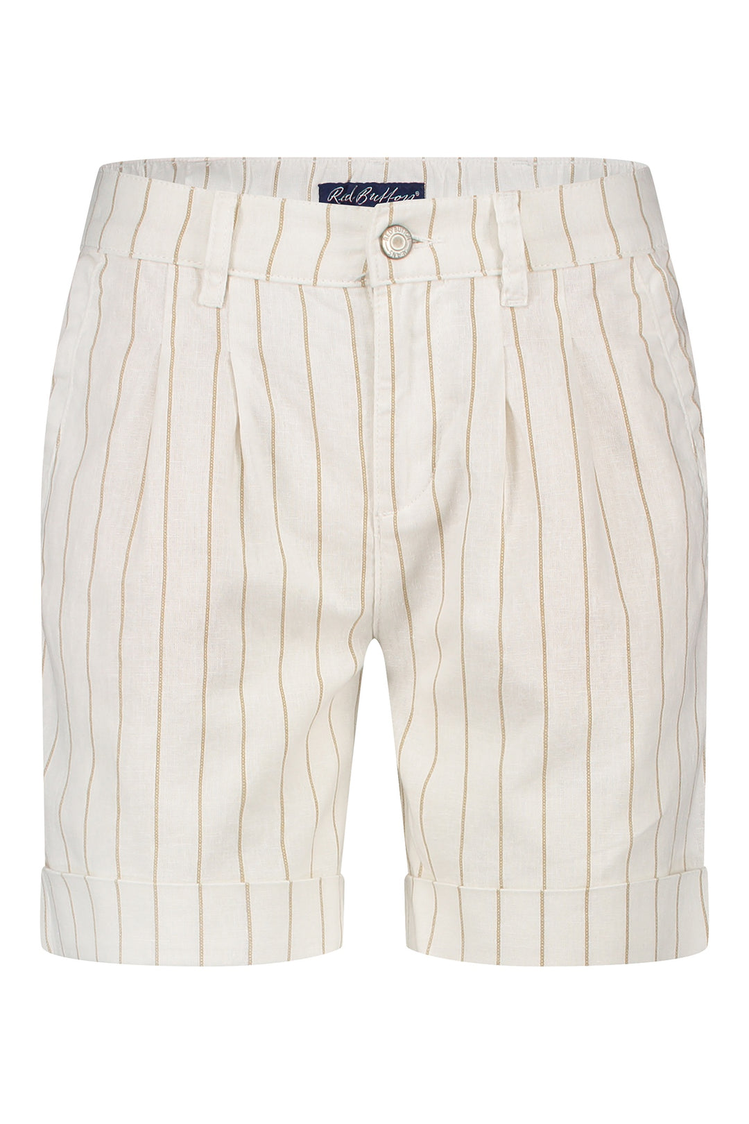 Red Button SRB4574 Cleo Cotton Short Linen Stripe Dark Sand - Dotique