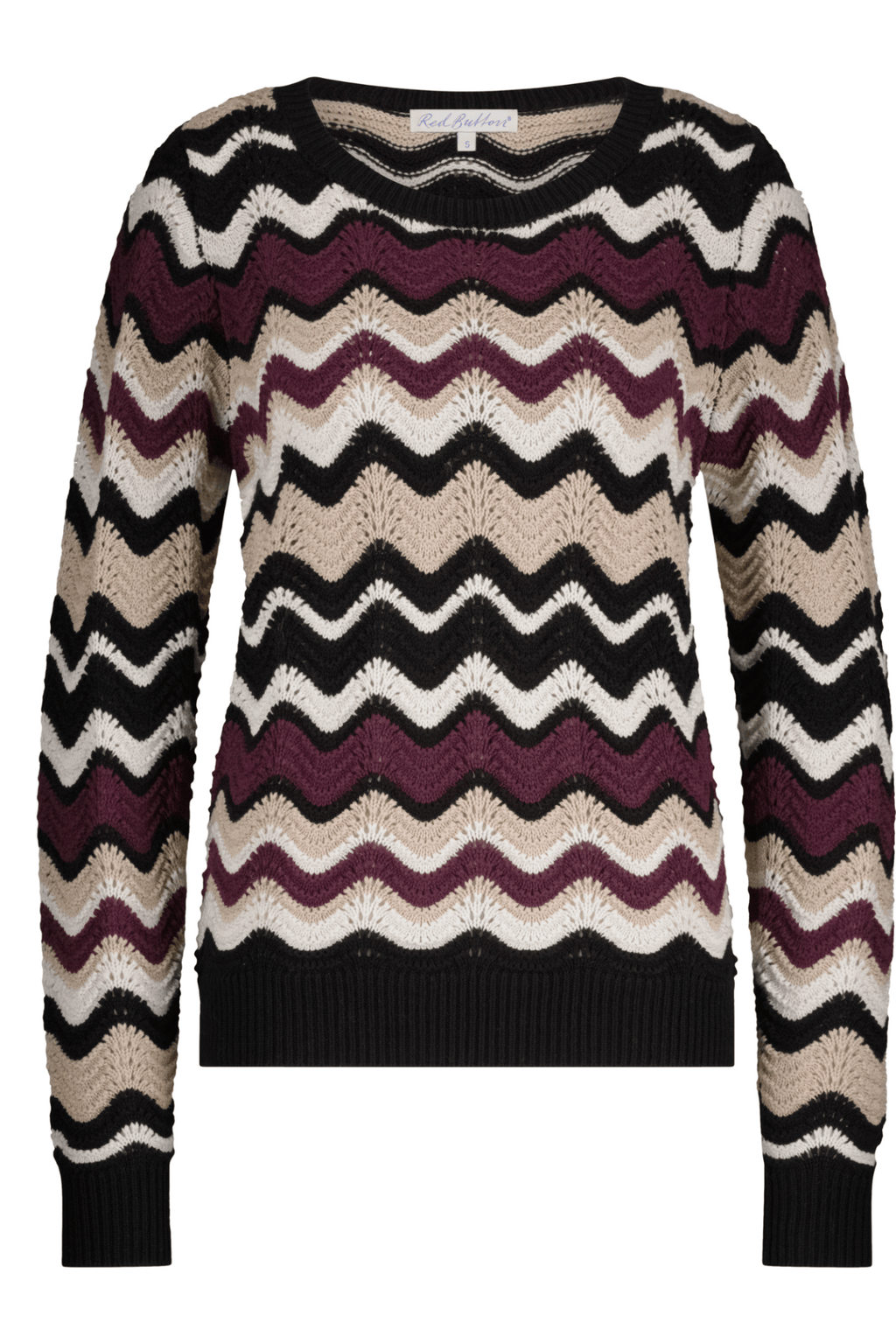 Red Button SRB4585 Fanny Stripe Jumper Aubergine/Latte - Dotique - Red Button