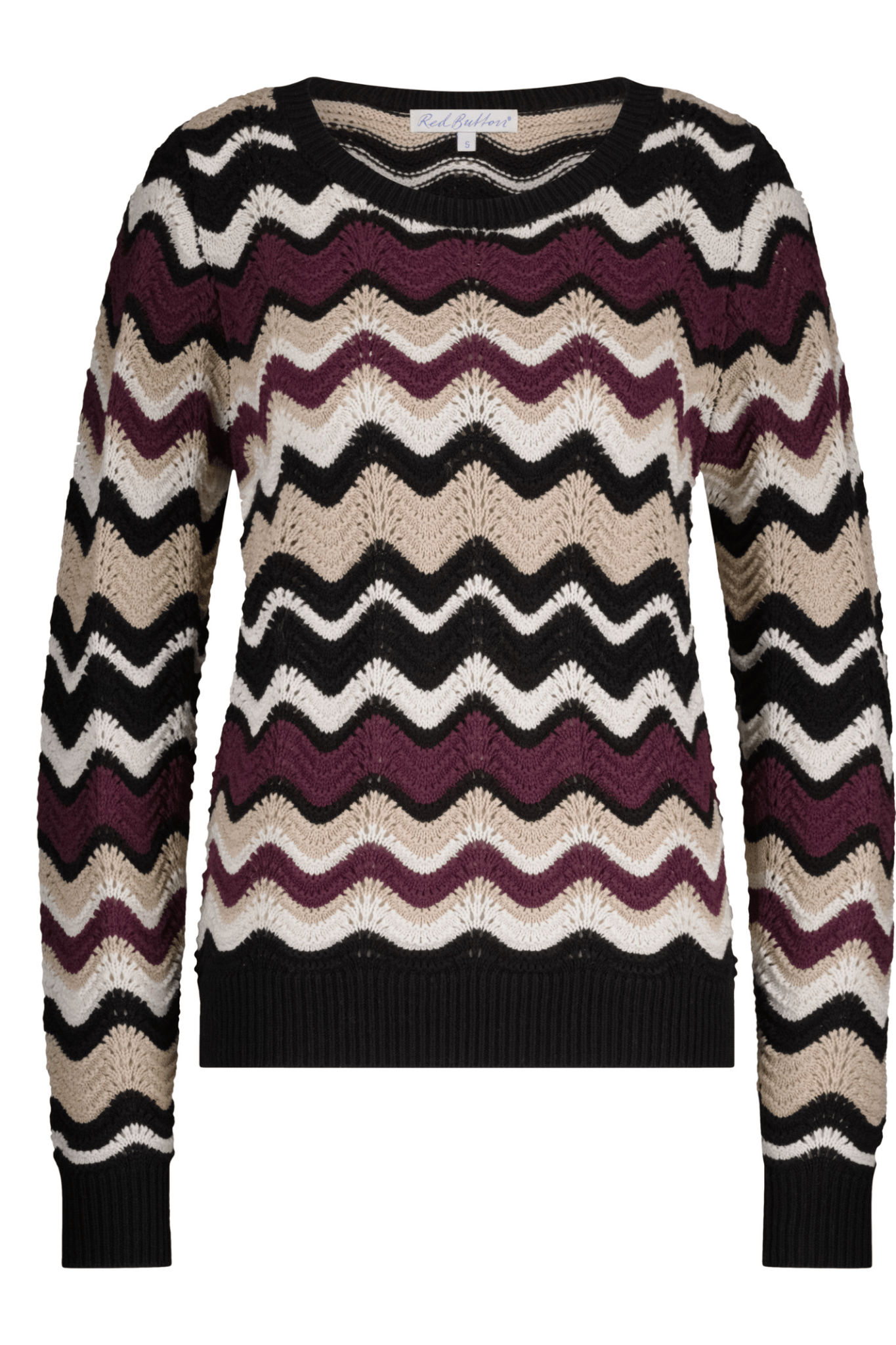 Red Button SRB4585 Fanny Stripe Jumper Aubergine/Latte - Dotique - Red Button