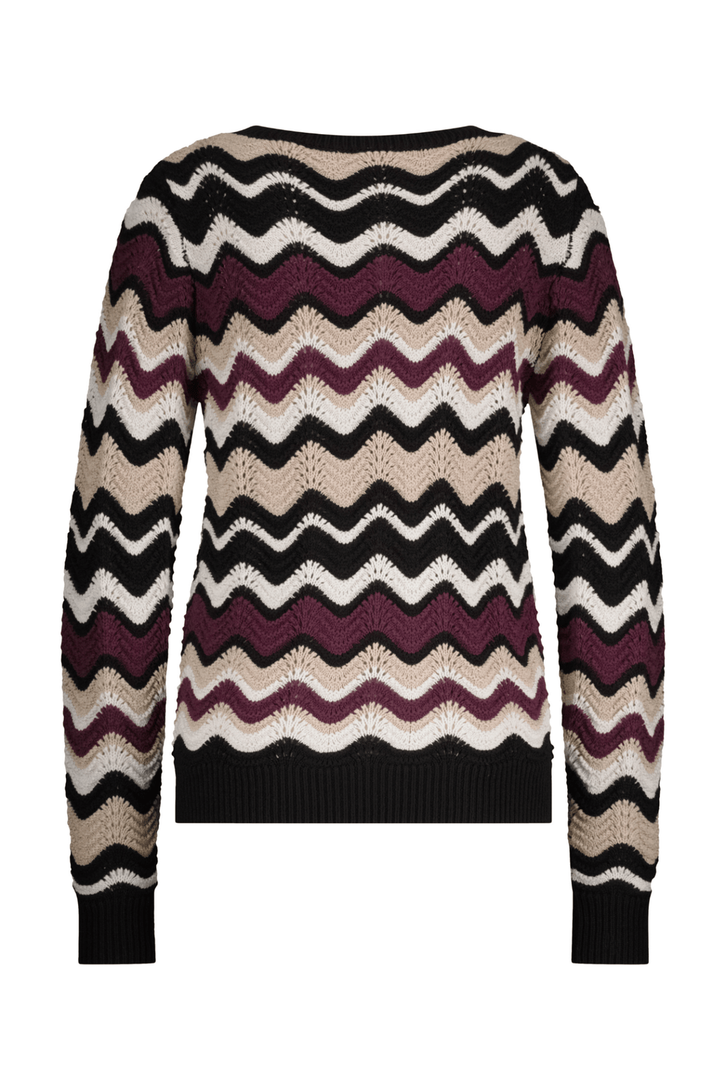 Red Button SRB4585 Fanny Stripe Jumper Aubergine/Latte - Dotique - Red Button