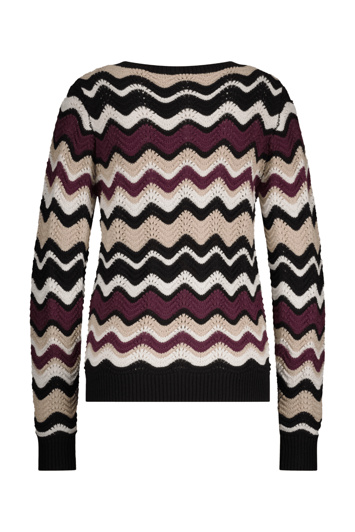 Red Button SRB4585 Fanny Stripe Jumper Aubergine/Latte - Dotique - Red Button