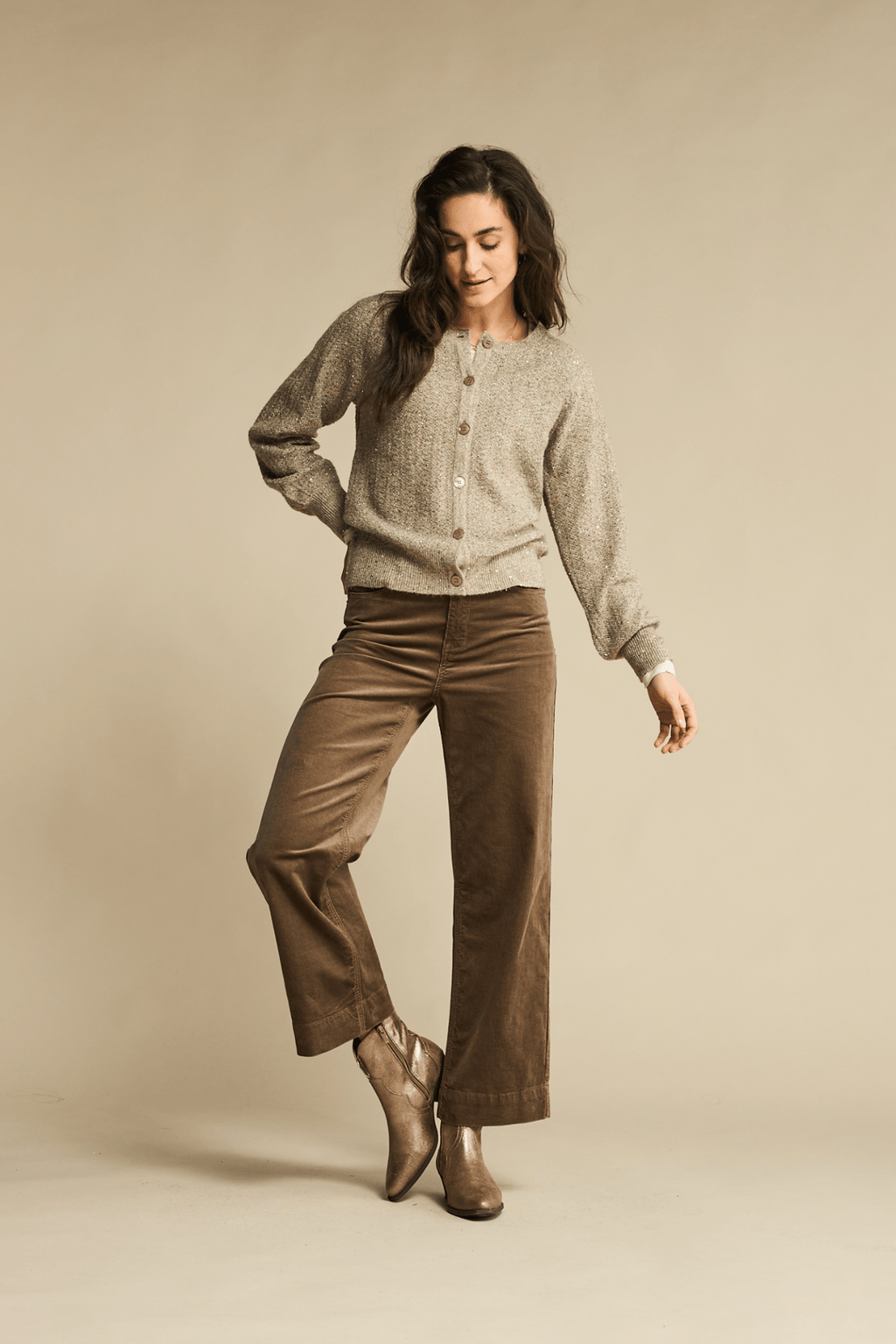 Red Button SRB4653A Conny Shiny Cord Inseam L31 Warm Taupe - Dotique - Red Button