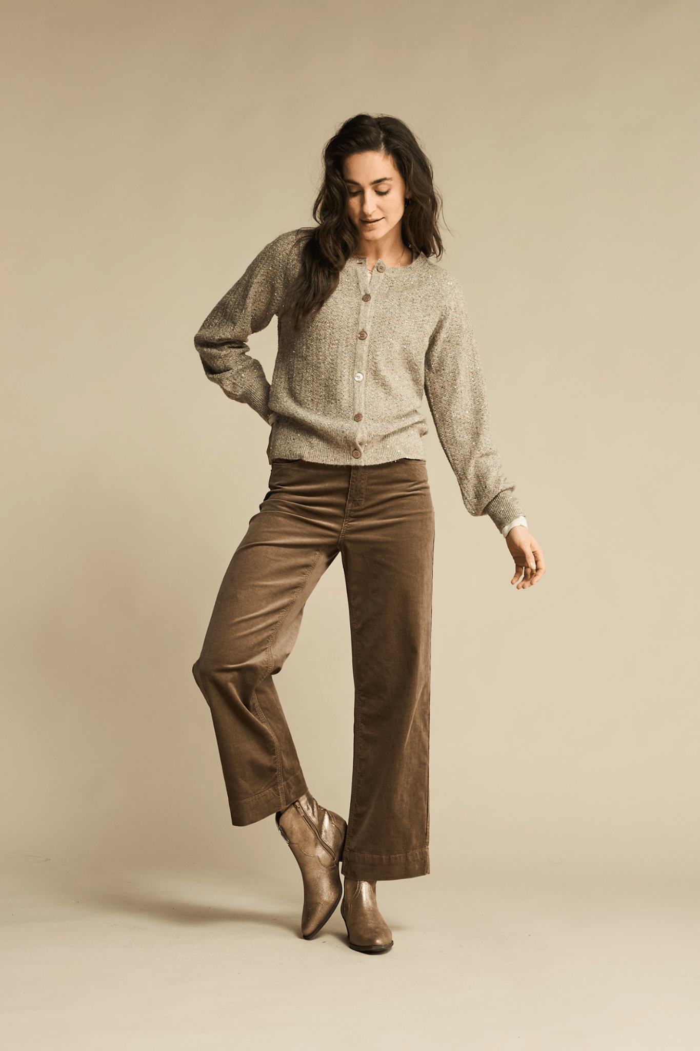 Red Button SRB4653A Conny Shiny Cord Inseam L31 Warm Taupe - Dotique - Red Button