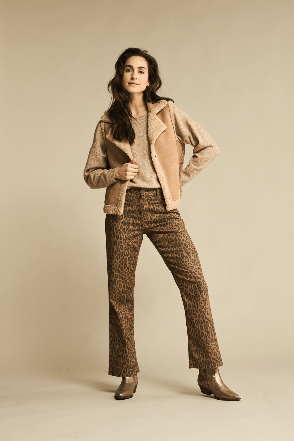 Red Button SRB4716 Kim Leopard Jeans L30 Mid Brown - Dotique - Red Button