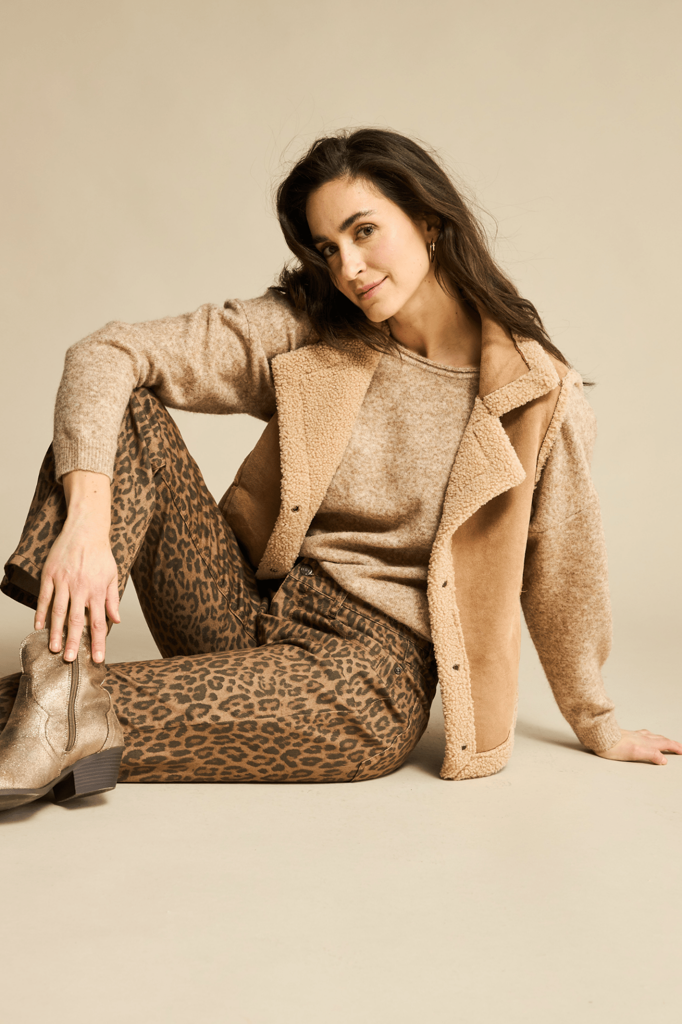 Red Button SRB4716 Kim Leopard Jeans L30 Mid Brown - Dotique - Red Button