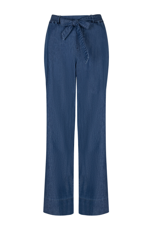 Red Button SRB4804 Claudette Palazzo Denim Rinse Trousers with wide leg and tie belt by Red Button Shop at Dotique