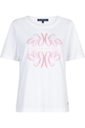 Front view of Red Button SRB4818 Tee Temmy Butterfly White/Rosewood with pink butterfly print by Red Button, shop at Dotique