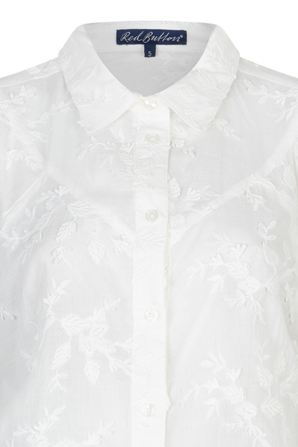 Close-up of embroidered floral detail on Red Button SRB4826 Victoria 3D Flower White by Red Button, shop at Dotique