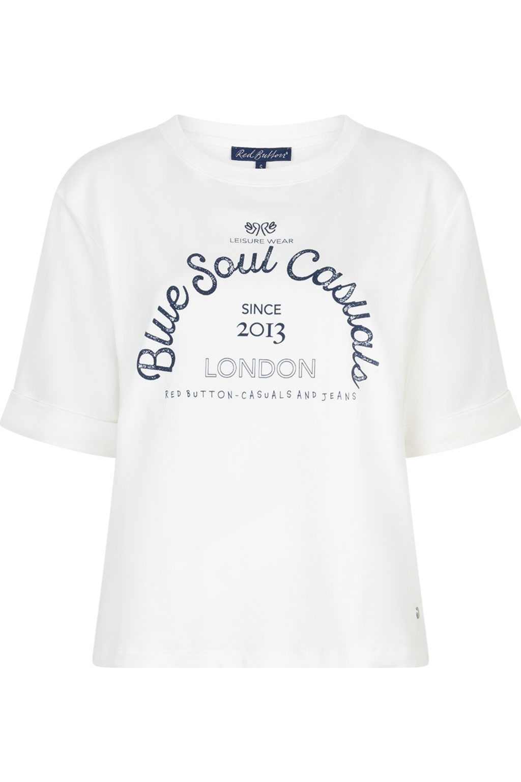 Red Button SRB4850 Terry Sweater Chestprint offwhite/darkblue by Red Button, shop Red Button at Dotique for casual style