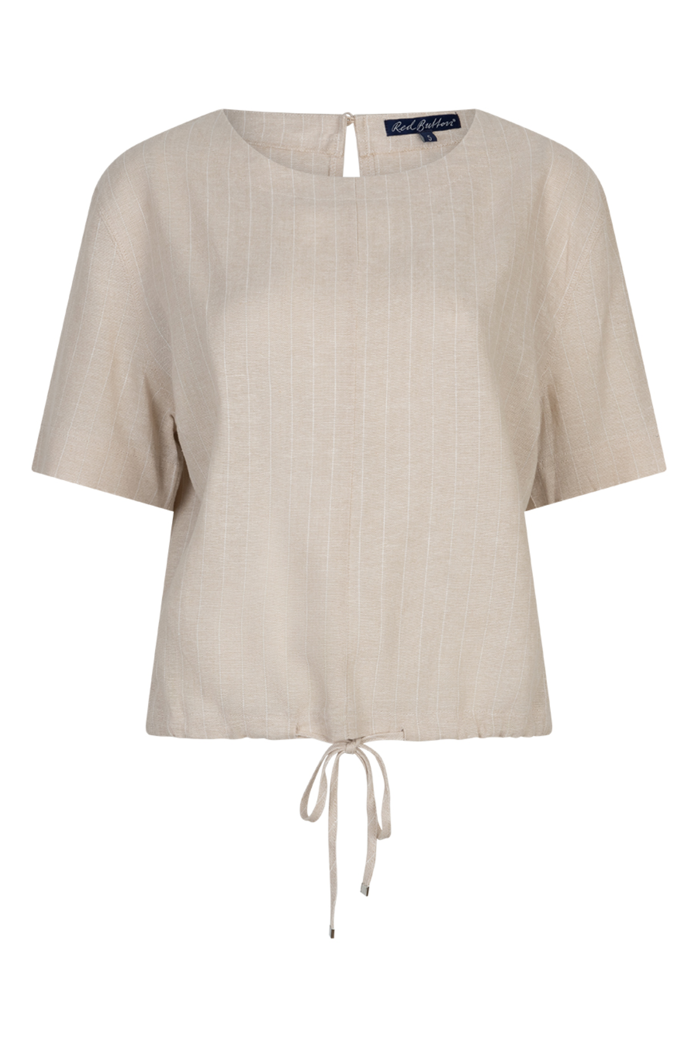 Red Button SRB4863 Skyler Linen/Visc Pinstripe Pebble beige short sleeve top by Red Button Shop Red Button at Dotique