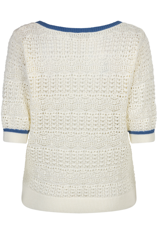 Back view of Red Button SRB4895 Sweet Ajour Offwhite/Blue knit with open stitch, shop Red Button at Dotique summer collection