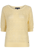 Front view of Red Button SRB4895 Sweet Ajour Butter Yellow knit with open stitch design, shop Red Button at Dotique