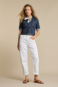 Red Button Caitlina jeans in crisp white with a flattering high-rise and relaxed barrel leg. Soft stretch denim that’s easy to wear all day. Shop at Dotique.