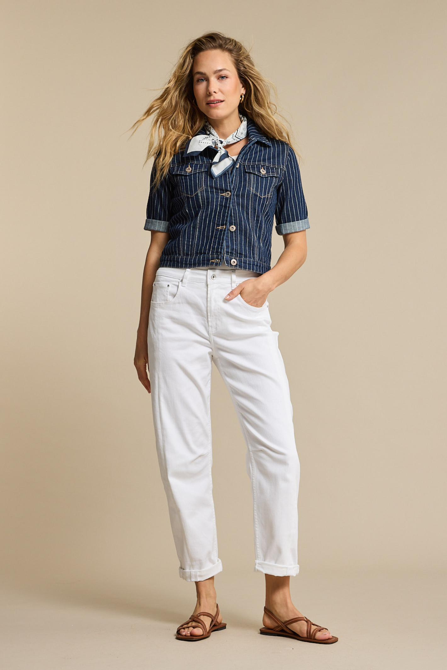 Red Button Caitlina jeans in crisp white with a flattering high-rise and relaxed barrel leg. Soft stretch denim that’s easy to wear all day. Shop at Dotique.