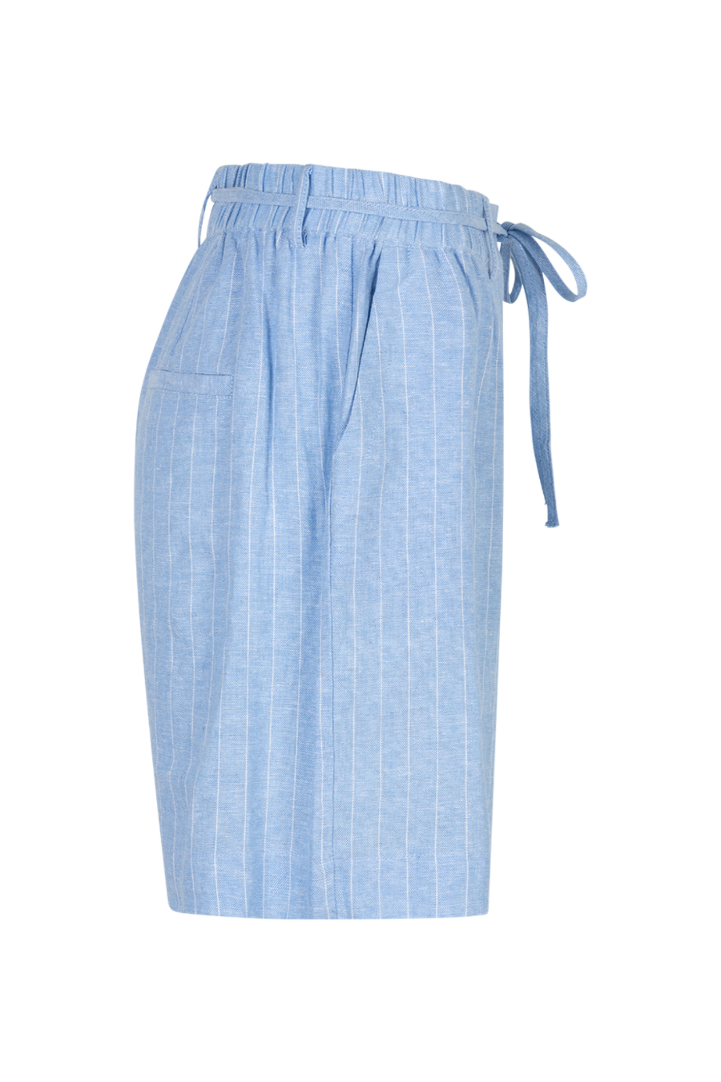 Side view of Red Button SRB4914 Cami Pinstripe Shorts Light Blue by Red Button, shop Red Button at Dotique