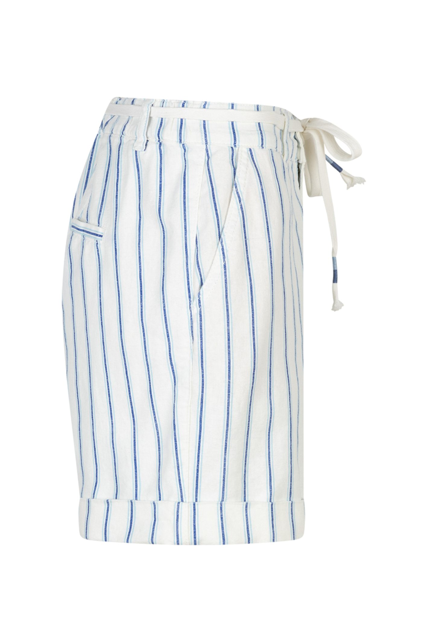 Side view of Red Button SRB4917 Camille Short Linen/Co Cobalt Stripe by Red Button, shop Red Button at Dotique for casual summer style