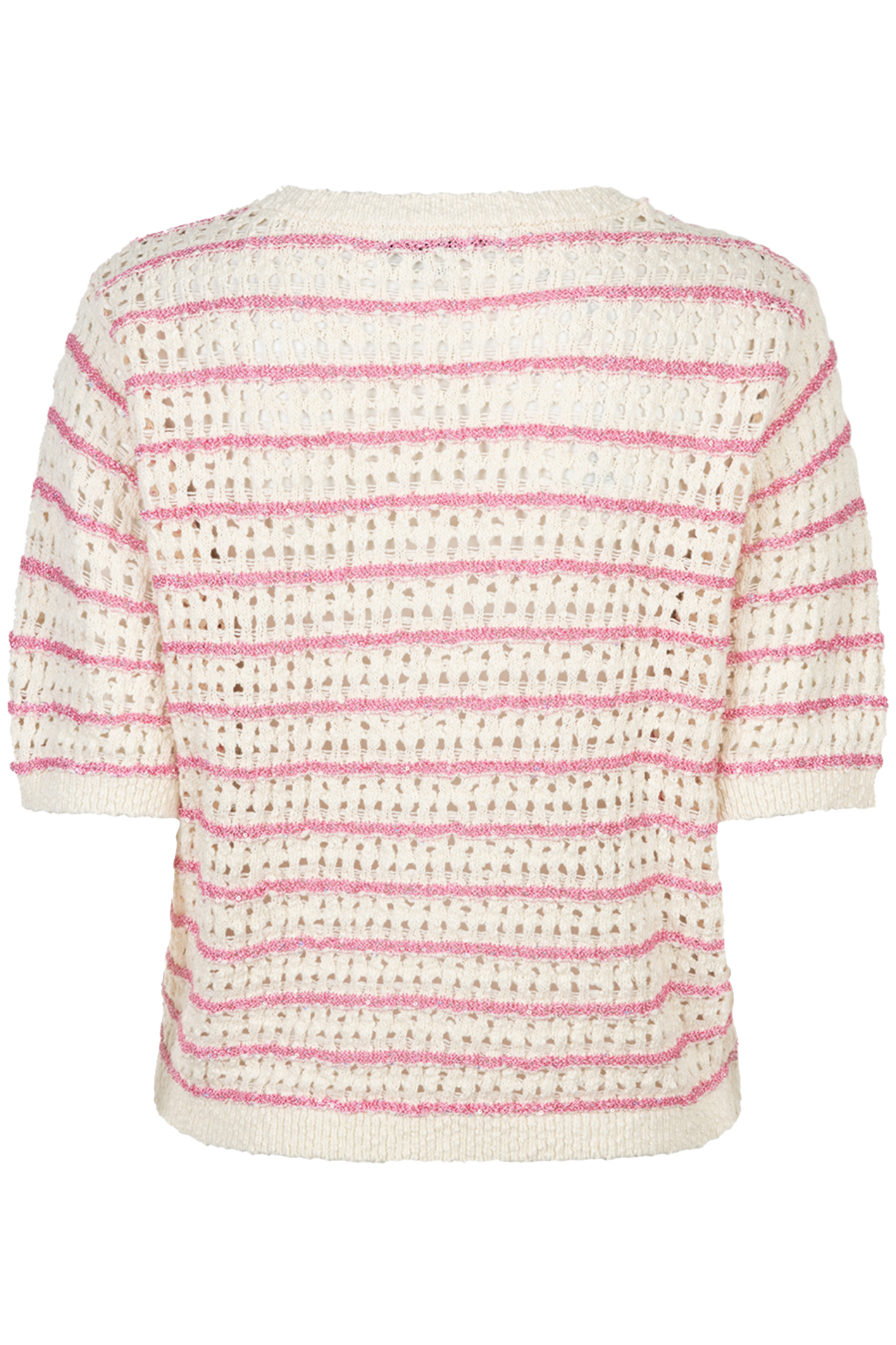 Striped knit top by Red Button in pink. Lightweight, relaxed and easy to wear with jeans or trousers. Shop online at Dotique.