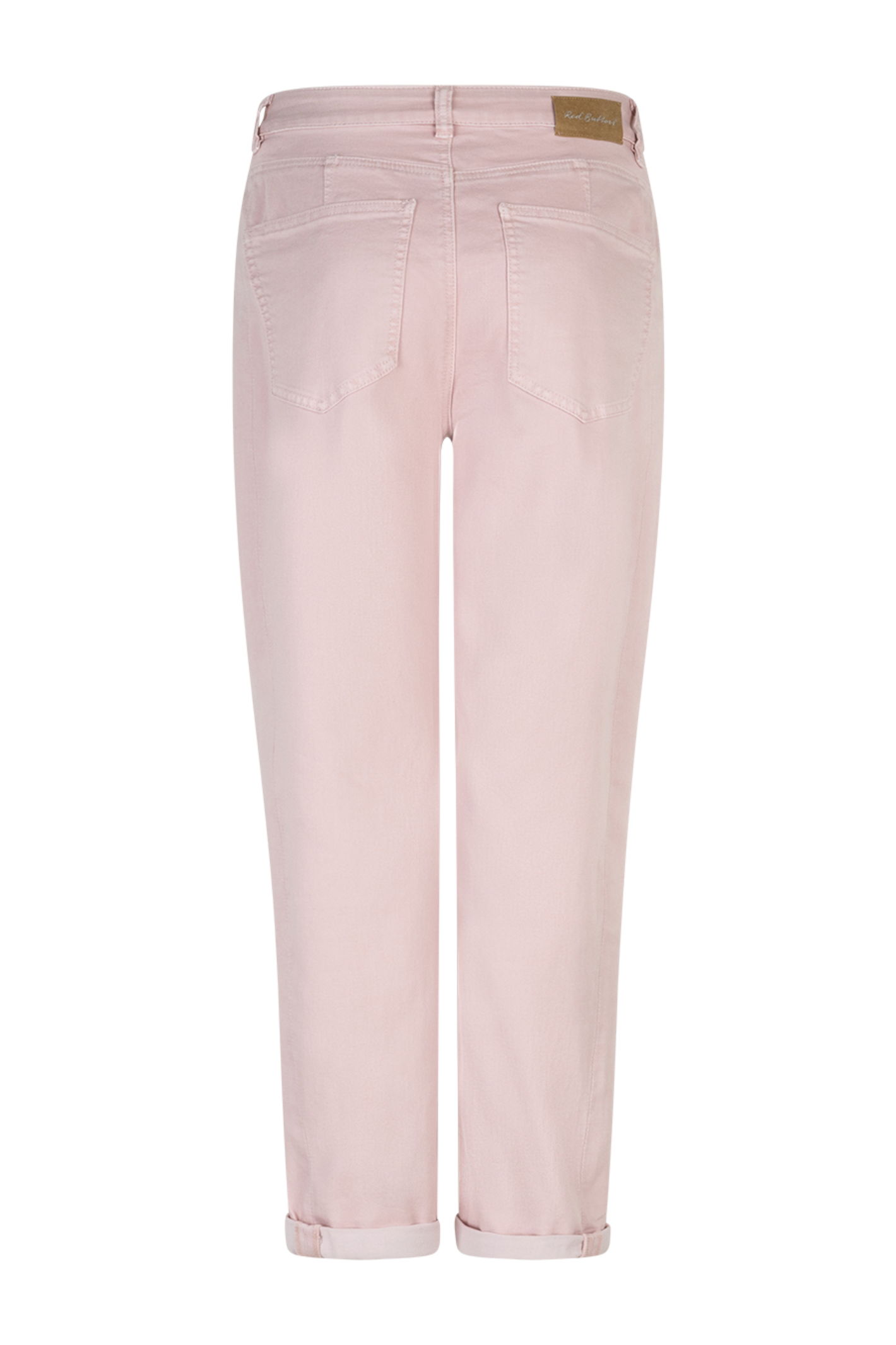 Red Button Caitlina jeans in soft blush pink with a flattering high-rise and relaxed barrel leg. Comfortable stretch denim. Shop now at Dotique.