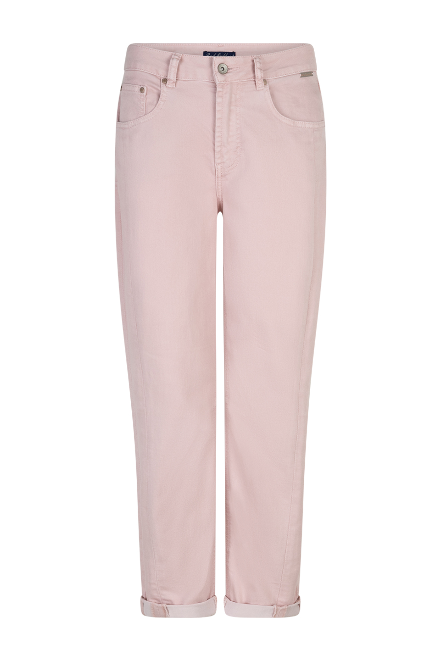 Red Button Caitlina jeans in soft blush pink with a flattering high-rise and relaxed barrel leg. Comfortable stretch denim. Shop now at Dotique.