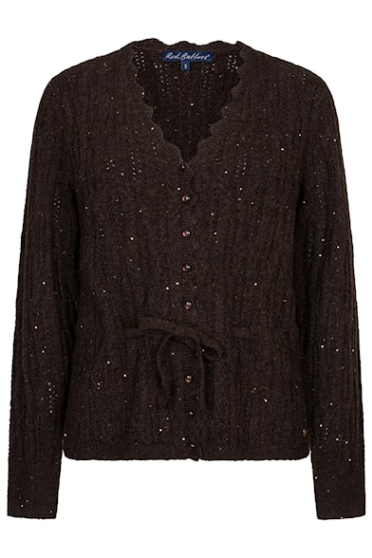 Red Button SRB5039 Cardigan Ajour Sparkle Espresso by Red Button, shop the Red Button collection at Dotique