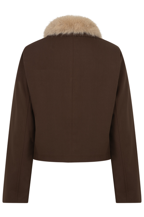 Red Button SRB5120 Jacket & Fur Collar Brown back view. Shop Red Button at Dotique.