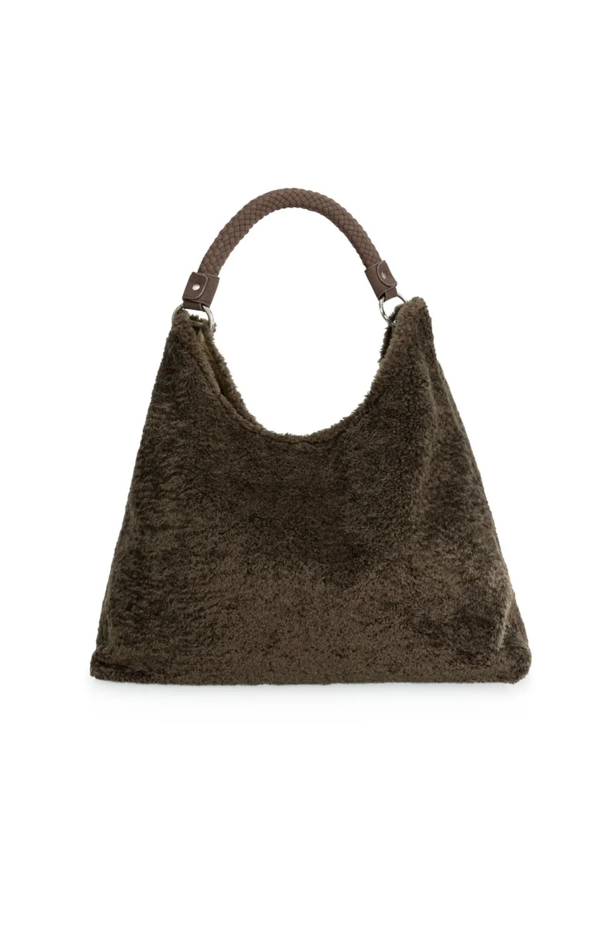 YAYA Reversible Nylon and Faux Fur Bag - Slate Black Brown 03-003128-609