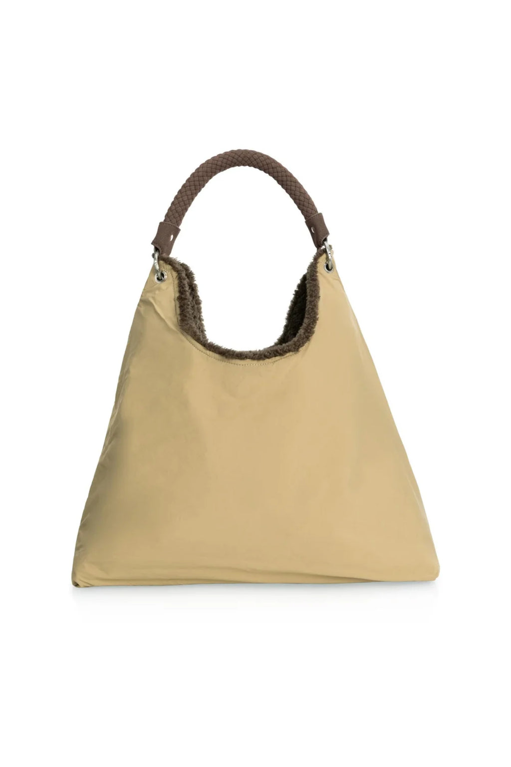 YAYA Reversible Nylon and Faux Fur Bag - Slate Black Brown 03-003128-609