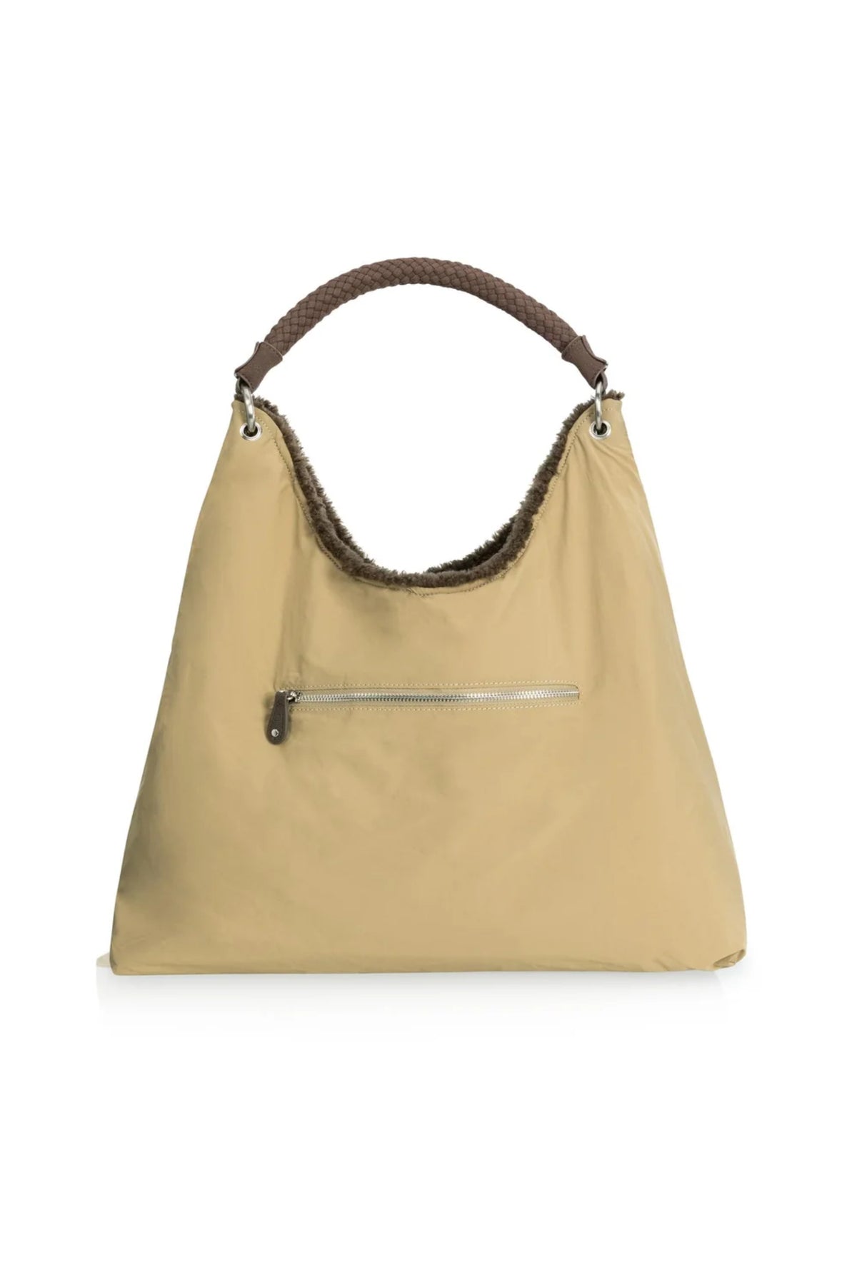 YAYA Reversible Nylon and Faux Fur Bag - Slate Black Brown 03-003128-609