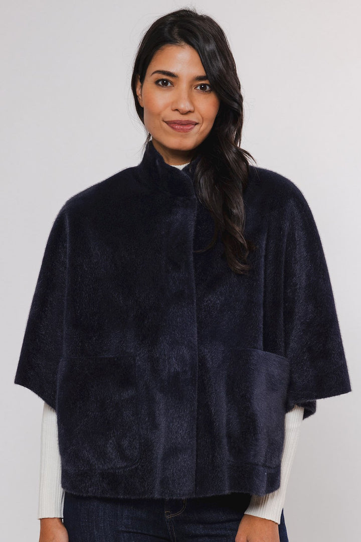 Rino & Pelle Dewi 7002411 Faux Fur Cape Navy - Dotique