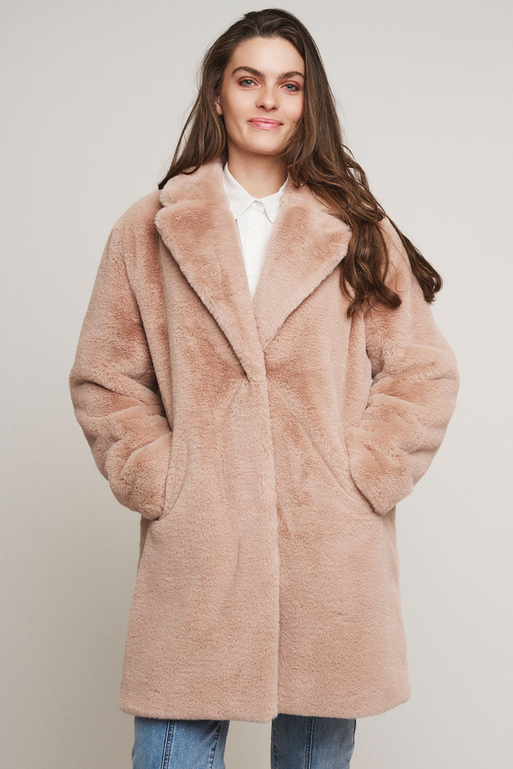 Rino & Pelle Geppe 7002412 Midi Length Faux Fur Jacket Powder Pink - Dotique