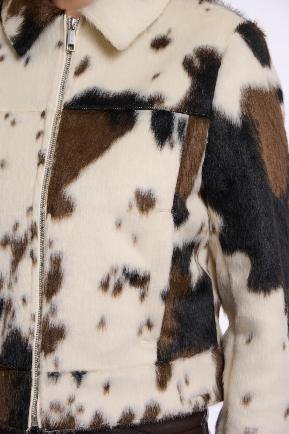Shop the Rino & Pelle Touka Cow Print Jacket at Dotique. A statement cow-print jacket with a faux-leather look and easy zip-front shape.