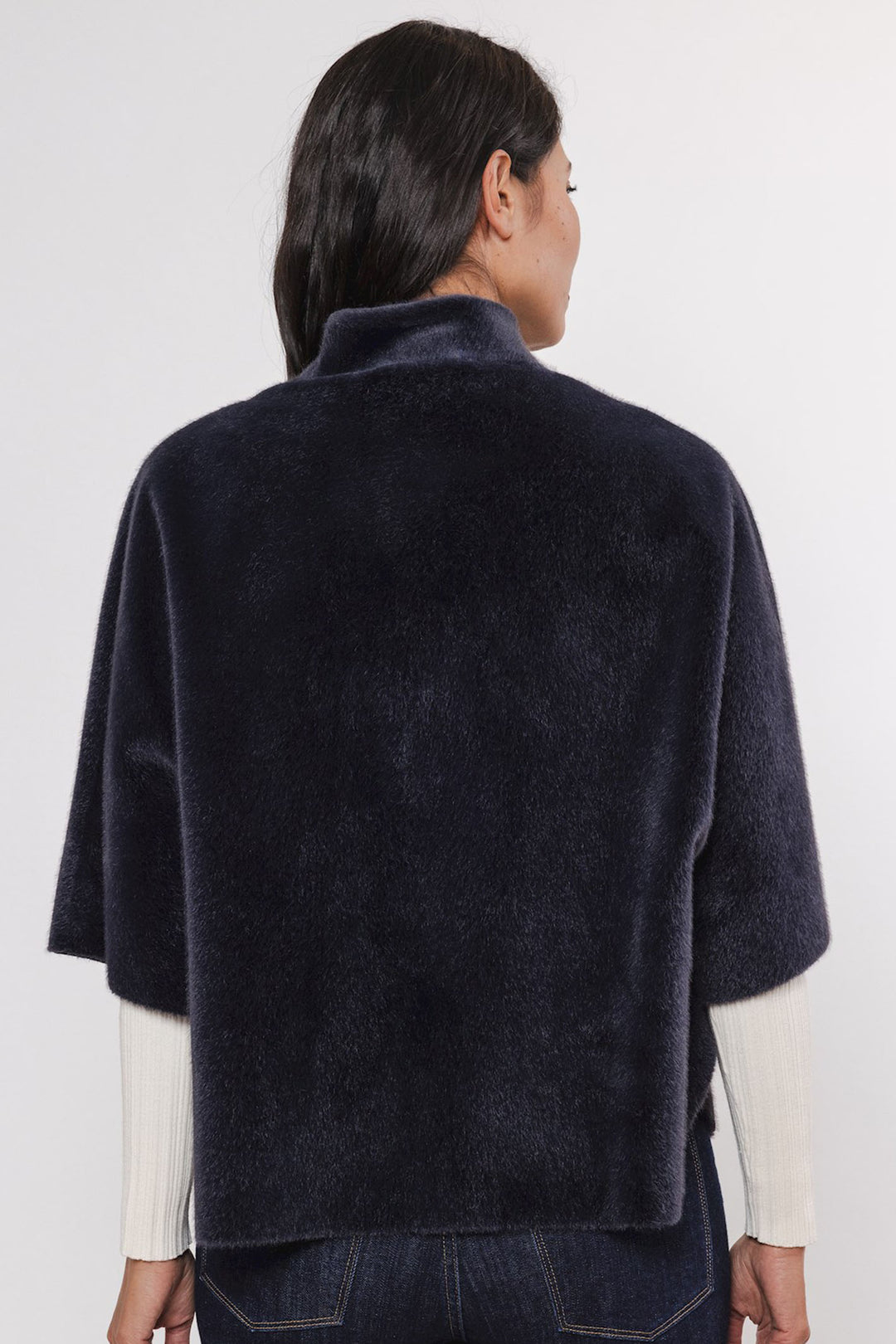 Rino & Pelle Dewi 7002411 Faux Fur Cape Navy - Dotique