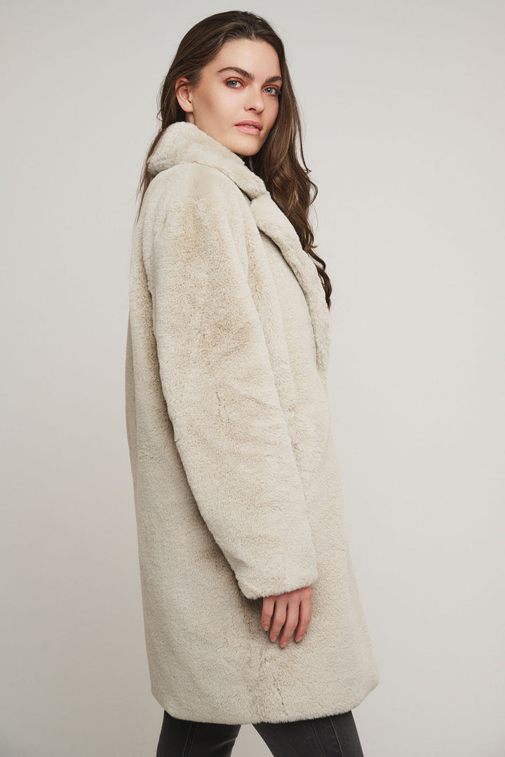 Rino & Pelle Geppe 7002412 Midi Length Faux Fur Jacket Birch - Dotique