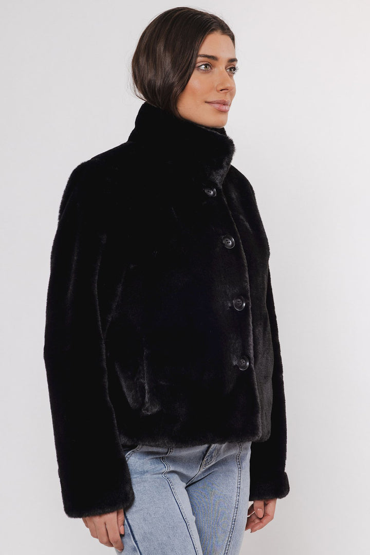 Rino & Pelle Vie 7002411 Single Breasted Fake Fur Jacket Black - Dotique