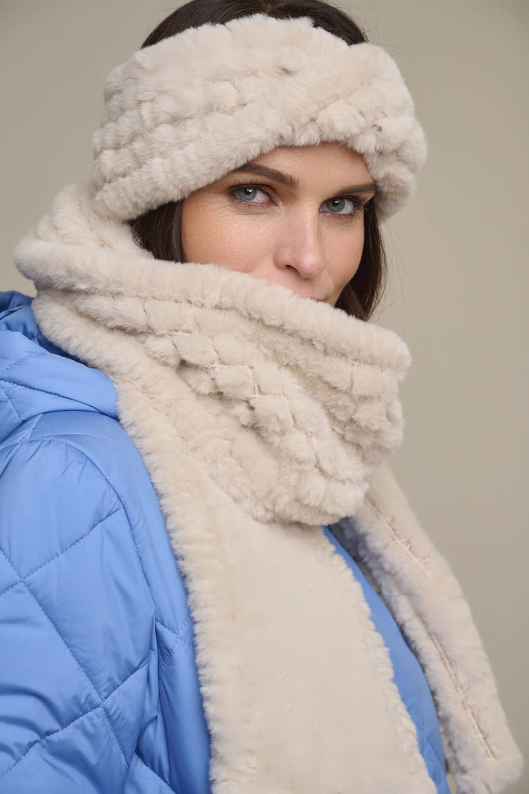 Rino & Pelle Afke 7002310 Stone Faux Fur Scarf - Dotique