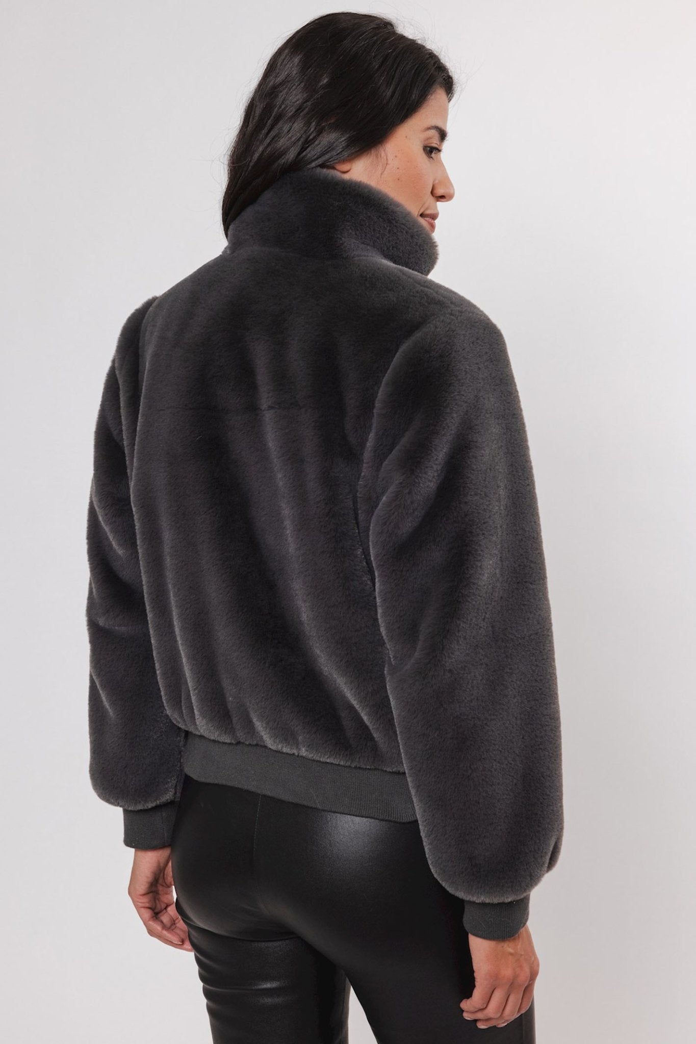 Rino & Pelle Ambra 7002411 Short Fake Fur Jacket Graphite - Dotique