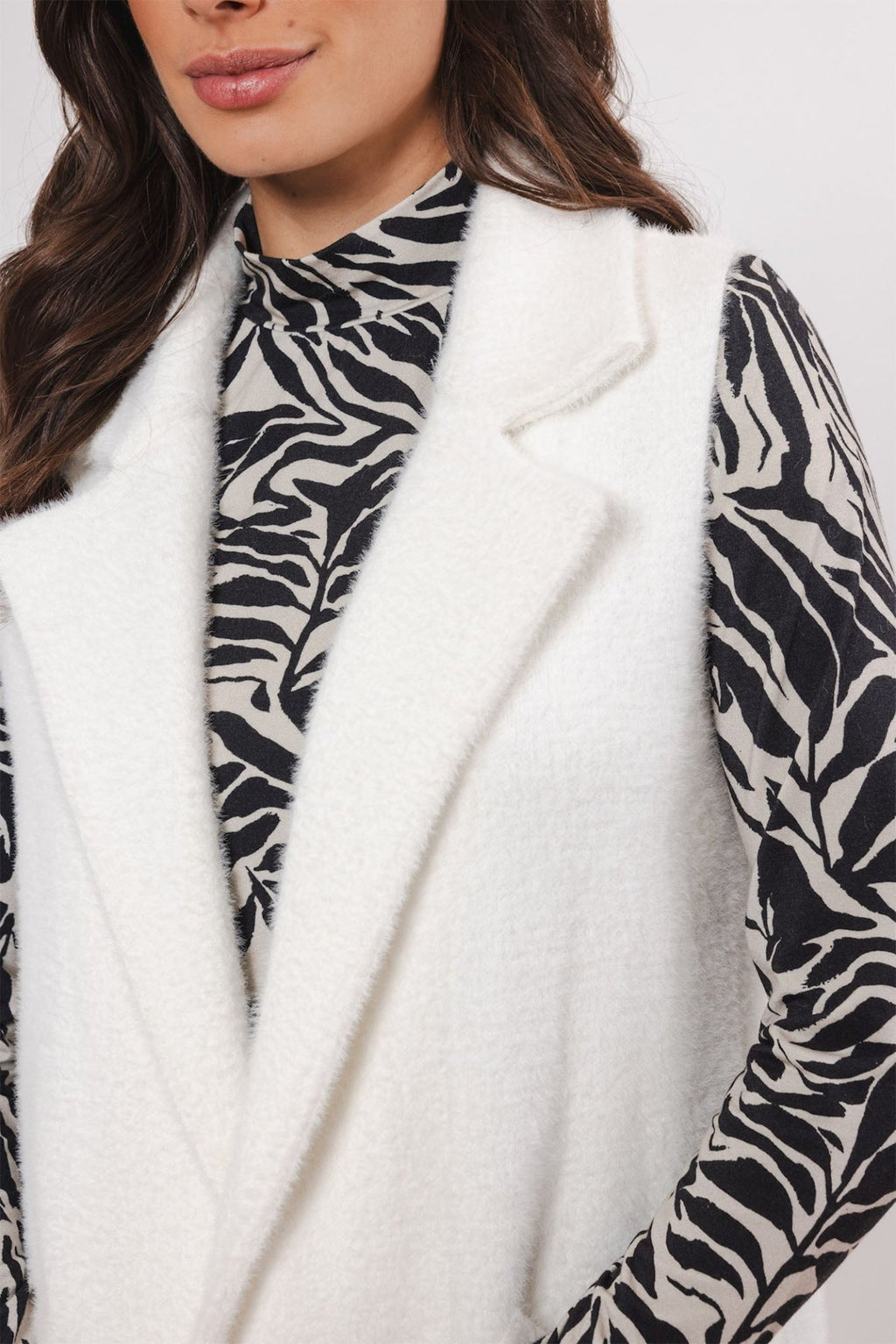 Rino & Pelle Dallas 5002411 Long Waist Coat Snow White - Dotique