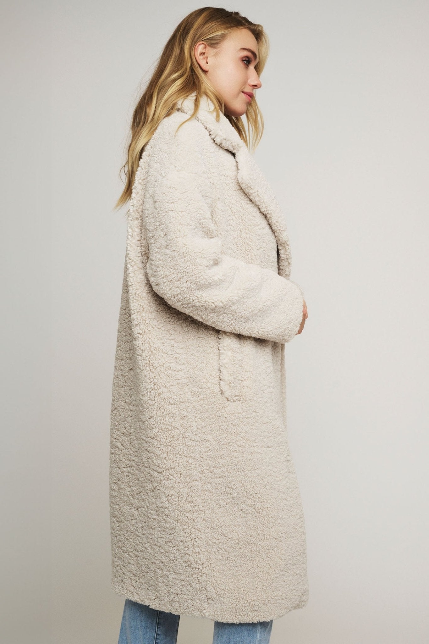 Rino & Pelle Elicia 7002412 Teddy Double Breasted Coat Birch - Dotique