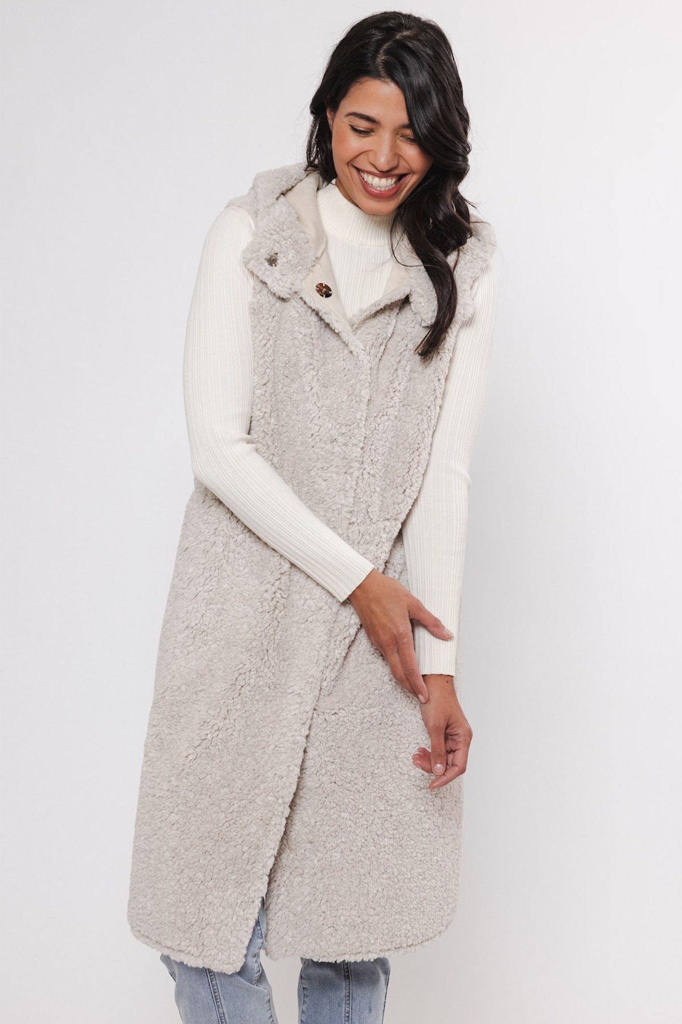 Rino & Pelle Ginny 7002411 Hooded Waistcoat Birch - Dotique