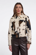 Shop the Rino & Pelle Touka Cow Print Jacket at Dotique. A statement cow-print jacket with a faux-leather look and easy zip-front shape.