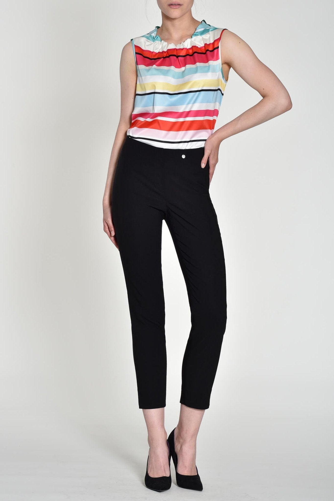 Robell 51527-5499-90 Rose 09 Black Ankle Grazer 78 Length Trousers - Dotique