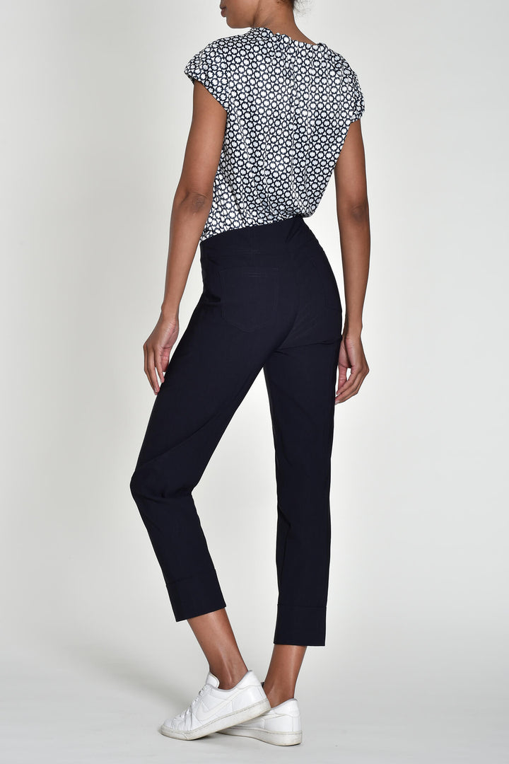 Robell 51568-5499-69 Bella 09 Navy Ankle Grazer Trousers - Dotique