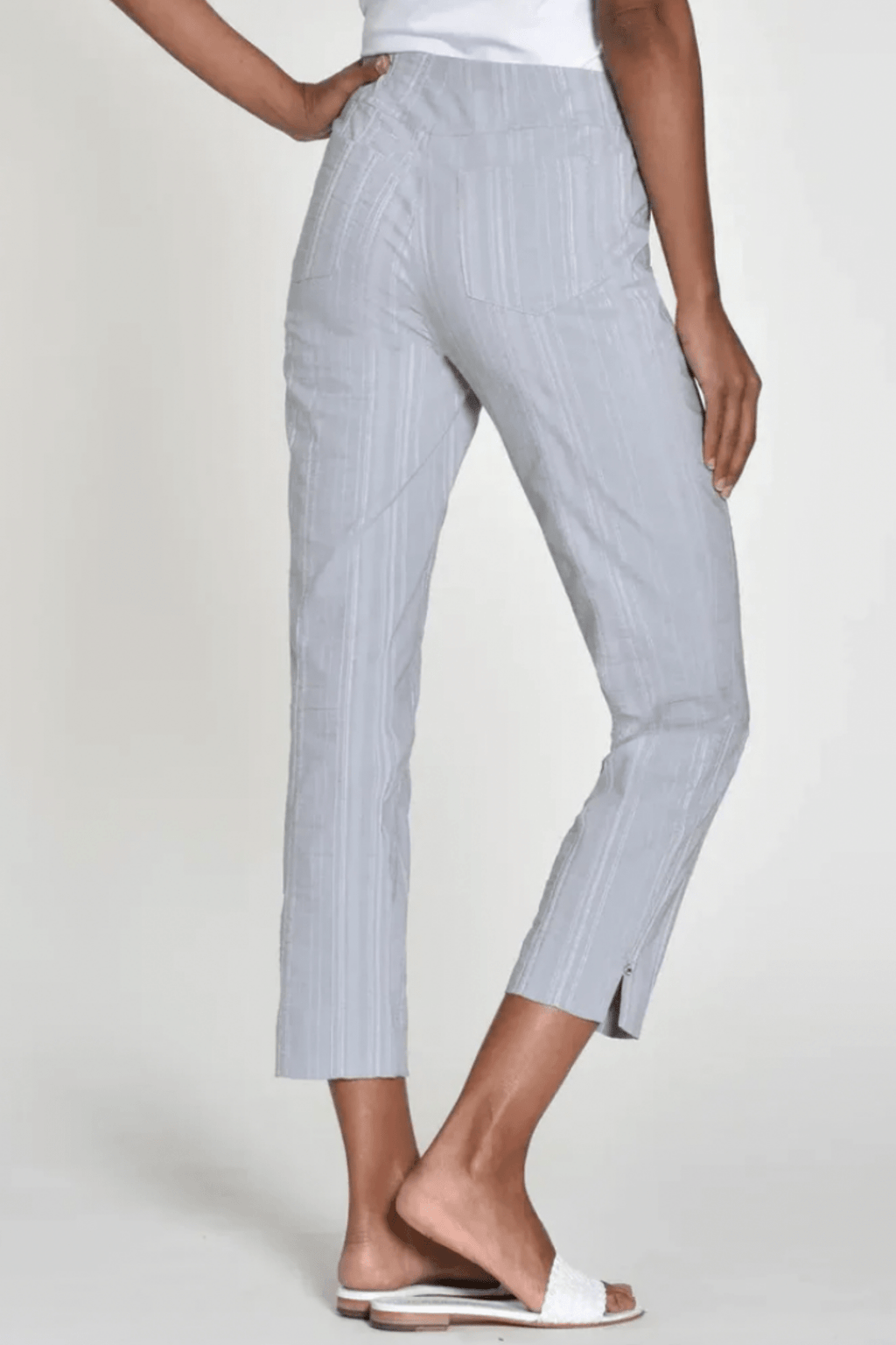 Robell 51622-54554 Rose 09 (68cm) Lightweight Seersucker Trousers - Pearl Grey (920)