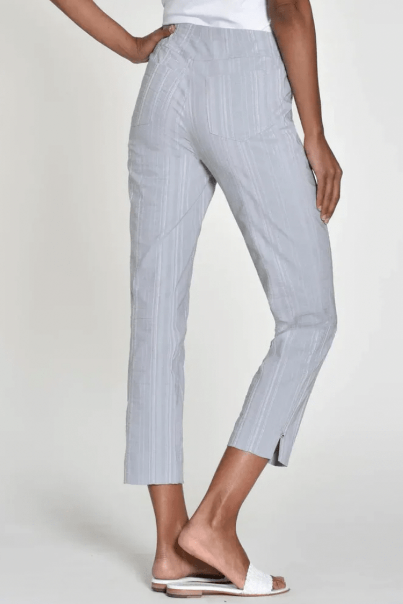 Robell 51622-54554 Rose 09 (68cm) Lightweight Seersucker Trousers - Pearl Grey (920)
