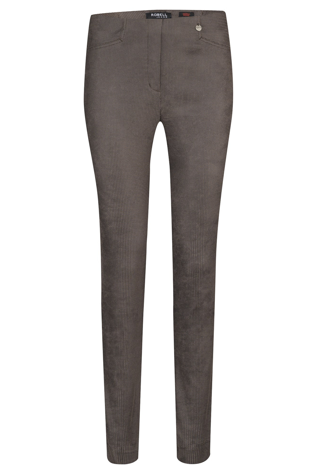 Robell Rose Full-Length Super Slim Faux Suede Trousers – Brown